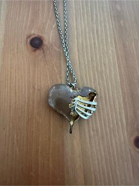 Heart Love Pendant Necklace Two-Tone Silver Gold Cable Chain